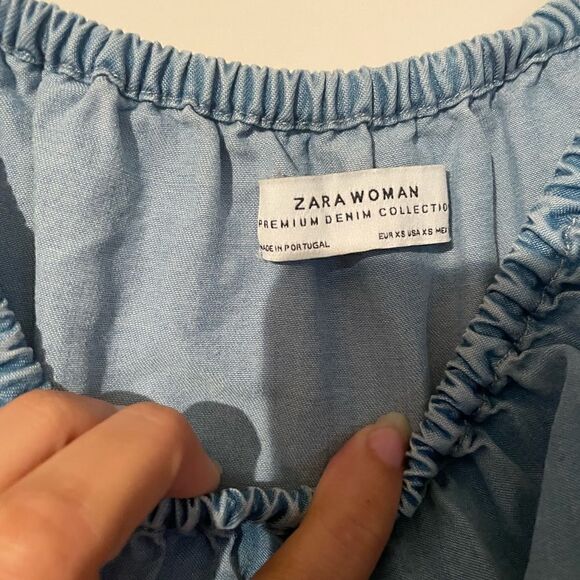 Zara Dresses | Zara Off The Shoulder Denim Dress - Picture 3 of 4